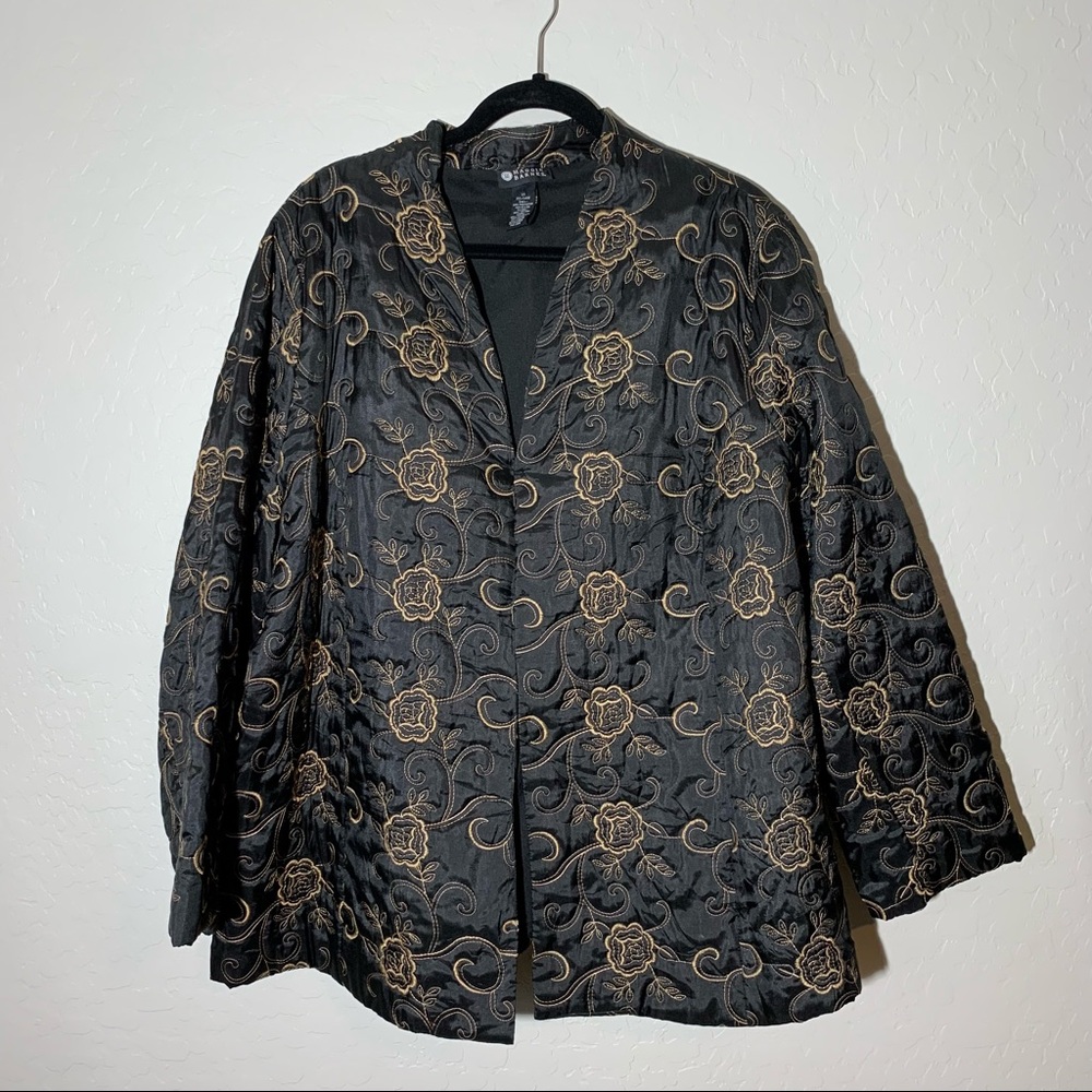 Black & Gold Floral Quilted Jacket